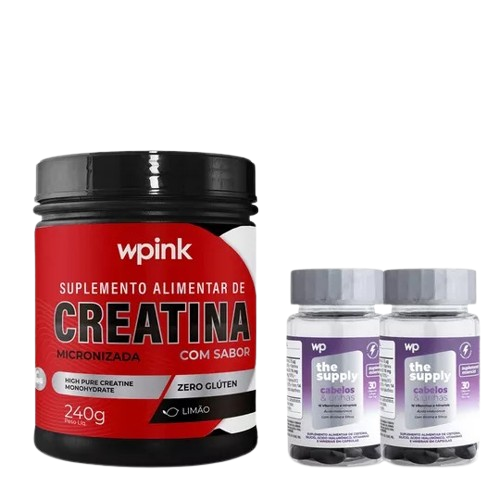 creatina de limão - 240g + 2 cabelos e unhas - wp